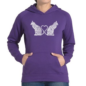 LA Pop Art Cat Tail Hearts - Women's Word Art Hooded Sweatshirt - 1 of 4