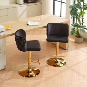 NicBex Swivel Bar Stools Set of 2 with Tufted Backrest,Counter Stools with Gold Base,Adjustable Height Velvet Island Chairs for Home,Bar - 1 of 4