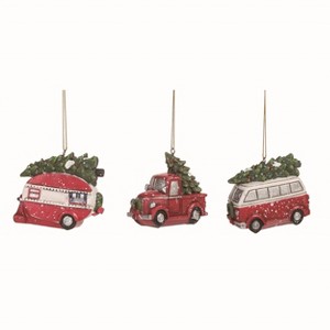 Transpac Resin Camper/Truck/Van Ornament Set of 3 Christmas Home Decorations - 1 of 1