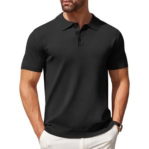 COOFANDY Mens Knit Polo Shirts Casual Short Sleeve Button Down