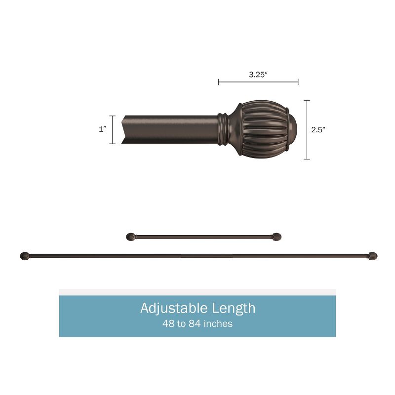 Hastings Home Bronze Curtain Rod with Cone Finials, 2 of 8
