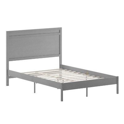Taylor & Logan Full Amara Wooden Platform Bed with Headboard Gray: Solid Wood Frame, MDF Veneer, No Box Spring Needed