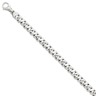 Black Bow Jewelry Mens 8.75mm 14k White Gold Polished Figure 8 Link Bracelet, 8.75 Inch