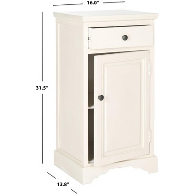 Transitional Hector White Pine Slim Storage Cabinet with Drawer