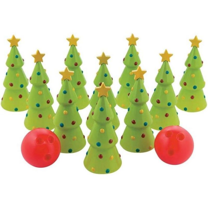 Fun Express Holiday Christmas Bowling Game Set Includes 10 pins and 2 balls Christmas Party Games, 1 of 3