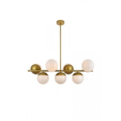 Elegant Lighting Eclipse 7 Lights Brass Pendant With Frosted White Glass