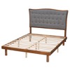 Baxton Studio Queen Valonia Fabric and Wood Platform Bed Gray/Walnut Brown: Upholstered Headboard, Rubberwood Frame, No Mattress Included - 4 of 4
