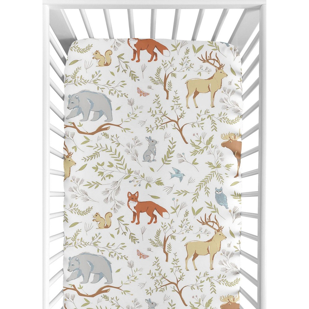 Photos - Bed Linen Sweet Jojo Designs Fitted Crib Sheet - Woodland Toile - Animal Print