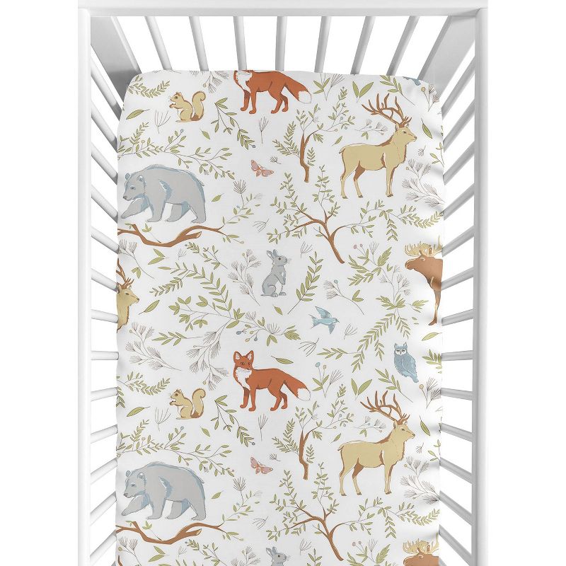 Sweet Jojo Designs Fitted Crib Sheet - Woodland Toile - Animal Print, 1 of 8
