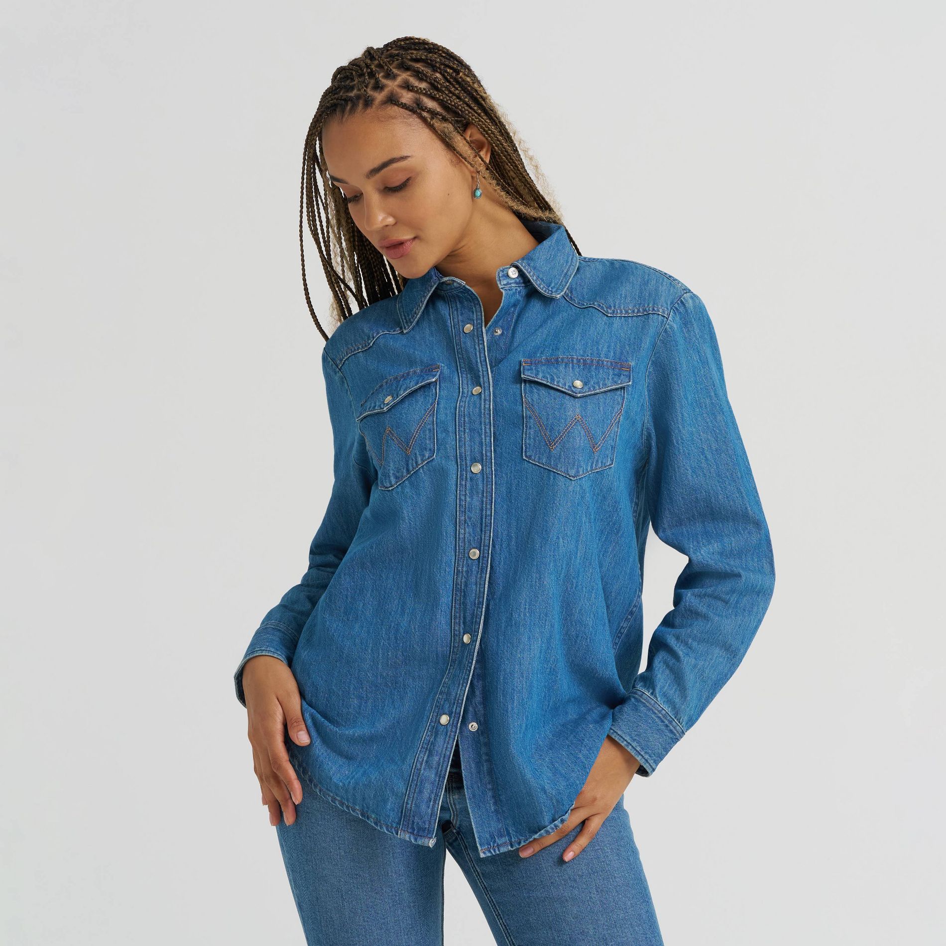 Wrangler Women's Long Sleeve Denim Shirt - Forever Wash