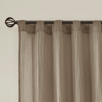 Taupe Sheer Polyester Ground Length Window Drapes