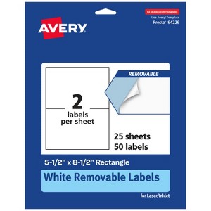 Avery Matte White Removable Rectangle Labels, 5.5" x 8.5" - 1 of 4