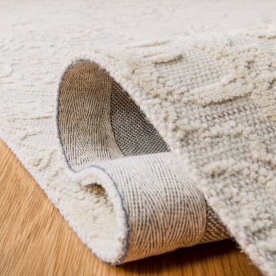 Handmade Ivory Beige Abstract Wool Tufted Rug 5' x 8'