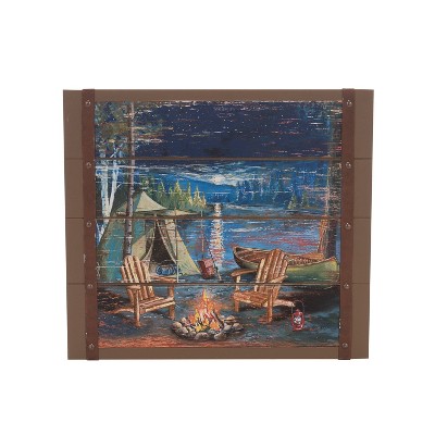 Beachcombers Nighttime Campsite Coastal Plaque Sign Wall Hanging Decor Decoration For The Beach 15.76 x 0.98 x 14.18 Inches.