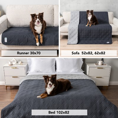 Small Charcoal Waterproof Reversible Pet Couch Cover
