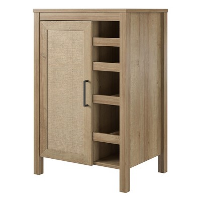 Natural MDF Bar Cabinet with Faux Rattan Door and Steel Handle