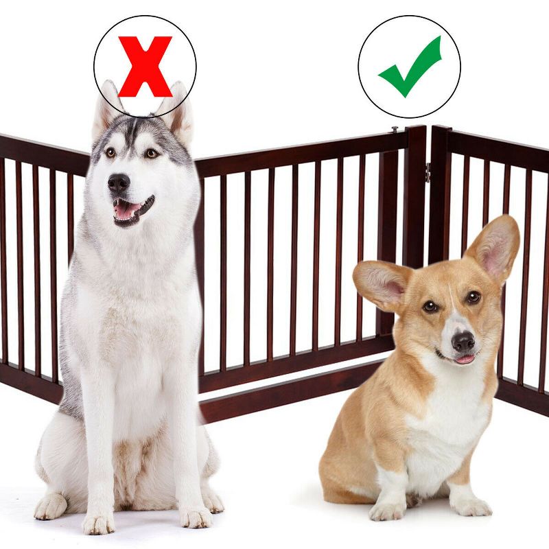 Costway Folding Free Standing 3 Panel Wood Pet Dog Safety Fence, 5 of 11