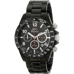 Gino Franco Rogue Round Chronograph Black Ion-Plated Bracelet Watch - 1 of 2