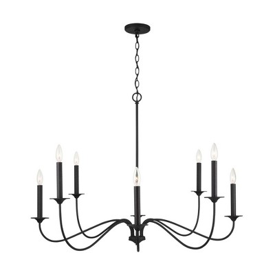 Elegant Black Iron 8-Light Taper Candle Chandelier