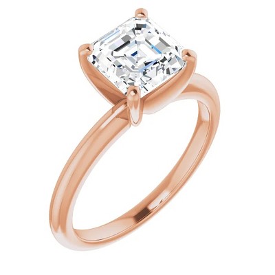 Pompeii3 3Ct Asscher Solitaire Moissanite Engagement Ring in White Yellow or Rose Gold