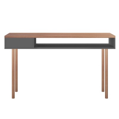 Windsor 47'' Midcentury Modern Console Table with Storage in Grey and Natural Wood