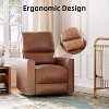 360° Swivel Rocking Recliner Chair - PU Leather Manual Recliner w/ Lumbar Support & Footrest for Living Room, Comfortable for Adults, Brown - 4 of 4
