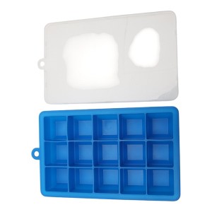 Unique Bargains 15-Cavity Small Square Ice Tray with Lid Hand Wash Only Silicone 7.87"x4.72"x1.30" 1 Pc - 1 of 3