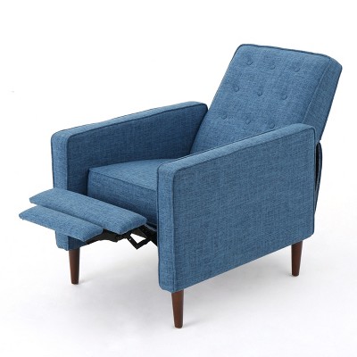 Muted Blue Mid-Century Modern Microfiber Recliner