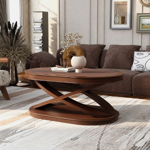 NicBex Mid Century Solid Wood Cocktail  Coffee Table with Elegant X-Shaped Base,Modern Tea table Center Table for Living Room,Bedroom - 1 of 4