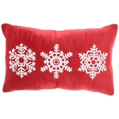 12"x20" Oversize Three Snowflakes Holiday Square Throw Pillow Red - Mina Victory