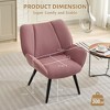 Modern Accent Chair Wingback Armchair Mid-Century Upholstered Lounge Arm Chair with Solid Wood Frame & Soft Cushion for Living Room, Bedroom - 4 of 4