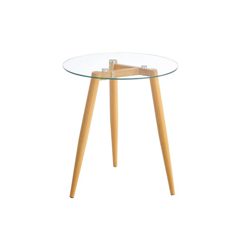  Van Beuren Round Mid-Century Modern Glass Top Side Table - Danya B., 1 of 13
