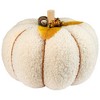 Northlight Large Plush Pumpkin Fall Harvest Decoration - 7.5" - Cream and Yellow - 3 of 4