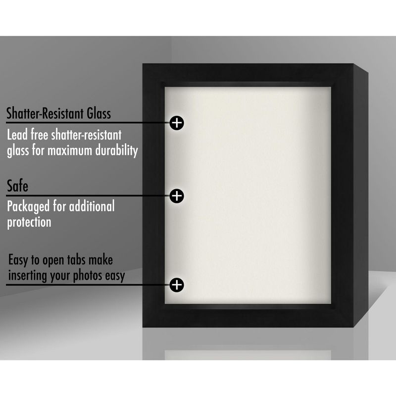 Americanflat Shadow Box Frame with tempered shatter-resistant glass - Available in a variety of sizes and styles, 4 of 10