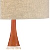 360 Lighting Mid Century Modern Table Lamps with Dimmers 30" Tall White Ceramic Oak Wood Tan Shade for Bedroom Bedside - 3 of 4