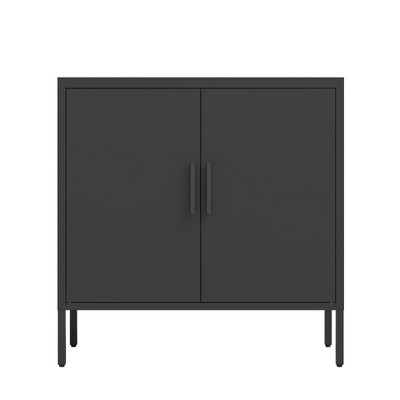VYNXARIA Black Metal Storage Cabinet with Doors and Adjustable Shelves for Home Office Gym