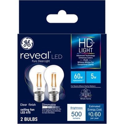 GE 2pk Reveal LED 60W Clear A15