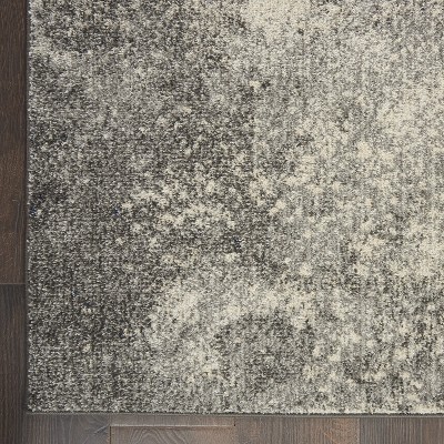 Extra Large Charcoal and Ivory Geometric Synthetic Rug