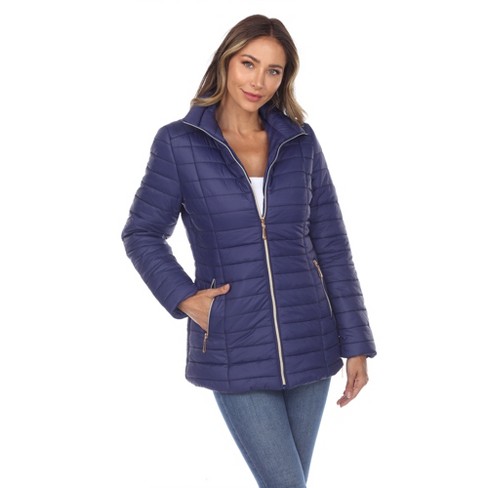 Women's Lightweight Puffer Coat Blue Small - White Mark : Target