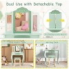 Costzon Kids Vanity Set, 2-in-1 Makeup Table & Chair with Tri-fold Mirror, Toddler Vanity with Drawer & Accessories, Pretend Play Set (Green) - 4 of 4