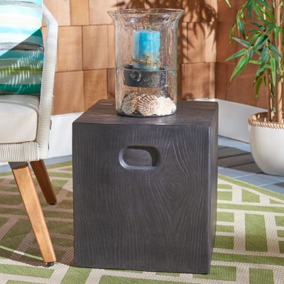 Trunk Black Concrete Round Accent Table, 20"