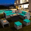 Tangkula 9 PCS Patio Furniture Set with 42" 60,000 BTU Fire Pit Outdoor Space-Saving Sectional Sofa Set with Storage Box Black/Gray/Navy/Red/Turquoise/Off White - 2 of 4