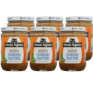 Once Again Natural Unsweetened & Roasted Creamy Almond Butter Salt Free - Case of 6/16 oz - 1 of 4