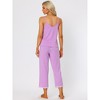 cheibear Women's Soft Cami Top and Capri Lace Trim Sleeveless Summer Pajama Set - 3 of 4