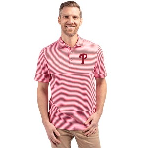 Philadelphia Phillies Cutter & Buck Virtue Eco Pique Stripe Recycled Mens Big and Tall Polo - 1 of 1