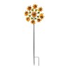 Plow & Hearth Colorful Autumn Sunflower Garden Metal Wind Spinner with Dual-Motion Rotors and Steel Pole with Ground Stakes 24" dia. x 10"D x 75"H - 2 of 4