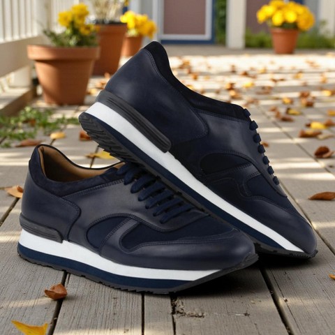 Wear Sierra Men's Sporty Sneakers - Great for the Office or Casual Days (Socrates Style) Navy Blue 12