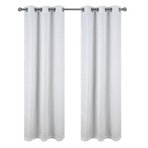 RT Designer Collection Barnet Jacquard 2 Pack Luxurious Modern Design Curtain Panel 36" x 84" Beige - 1 of 4