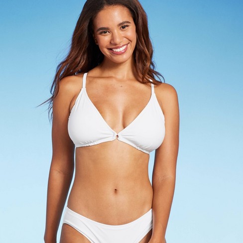 Women's Center Front Ring Triangle Bikini Top - Shade & Shore™ White D/dd  Cup : Target