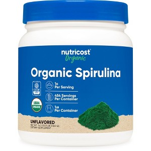 Nutricost Organic Spirulina Powder (1LB) Unflavored - 1g per Serving, Pure USDA Organic Spirulina, 454 Servings - 1 of 4